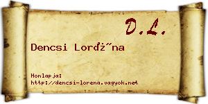 Dencsi Loréna névjegykártya